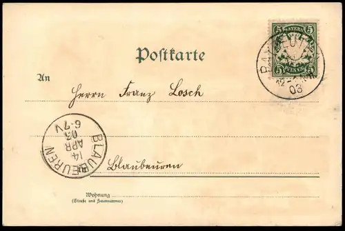 ALTE LITHO POSTKARTE GRUSS AUS BAYREUTH LEHRER-SEMINAR INNERES DES OPERNHAUSES JEAN PAUL DENKMAL postcard Ansichtskarte