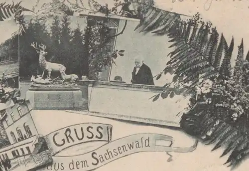 ALTE POSTKARTE GRUSS AUS DEM SACHSENWALD 1897 KUPFER-MÜHLE FRIEDRICHSRUH Aumühle AK postcard Ansichtskarte cpa