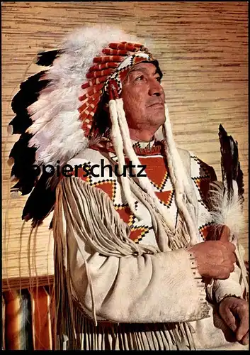 ÄLTERE POSTKARTE CREE INDIANER HÄUPTLING BÄREN-KIND Indian native Indians Indien cpa AK postcard Ansichtskarte