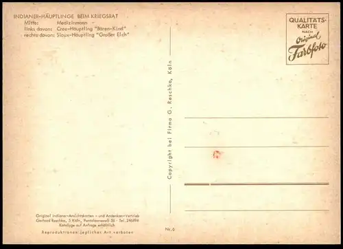 ÄLTERE POSTKARTE INDIANER HÄUPTLINGE BEIM KRIEGSRAT medicine man quack Indian Indians Indien Ansichtskarte cpa postcard