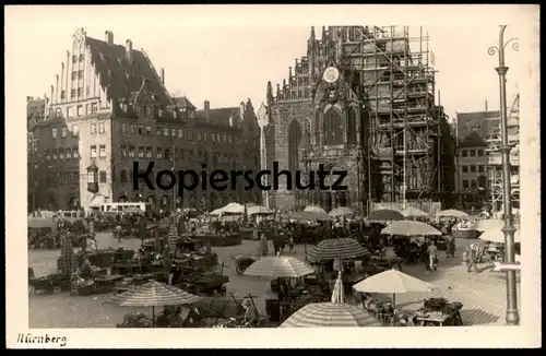 ALTE POSTKARTE NÜRNBERG HAUPTMARKT KIRCHE MIT GERÜST Markt market Frauenkirchemarché postcard cpa AK Ansichtskarte