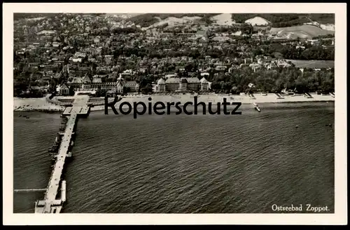 ALTE POSTKARTE OSTSEEBAD ZOPPOT 1932 FLIEGERAUFNAHME LUFTBILD SEEBRÜCKE Sopot Pommern cpa AK Ansichtskarte postcard