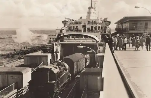 ALTE POSTKARTE SASSNITZ FÄHRSCHIFF SASSNITZ DAMPFLOK steam train locomotive à vapeur 94 546 ferry railway AK postcard