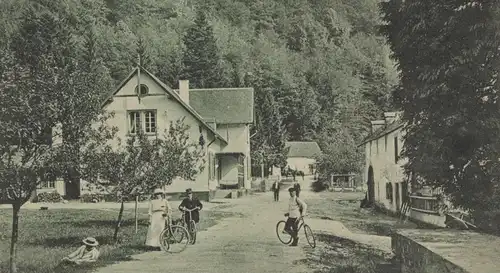 ALTE POSTKARTE FORSTHAUS ALTENHOF BEI TRIER RADFAHRER RAD RÄDER Fahrrad bicycle cpa AK Ansichtskarte postcard