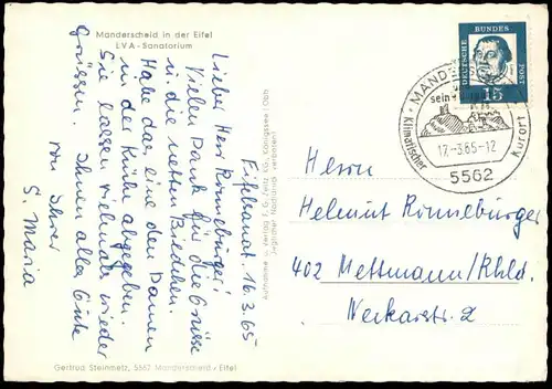 ÄLTERE POSTKARTE MANDERSCHEID IN DER EIFEL LVA-SANATORIUM cpa AK Ansichtskarte postcard