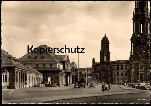 ÄLTERE POSTKARTE DRESDEN THEATERPLATZ MIT "ITALIENISCHES DÖRFCHEN" LKW Stempel Lufthansa truck Ansichtskarte postcard