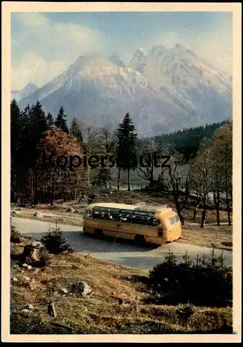 ALTE POSTKARTE FAHRTEN MIT DER KRAFTPOST OMNIBUS POSTBUS BERCHTESGADEN BLAUEISGLETSCHER SONDERSTEMPEL Wagner Festspiele