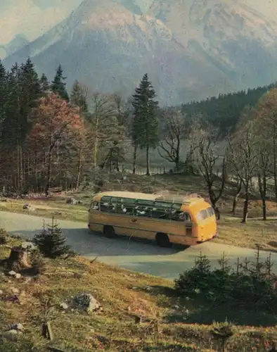 ALTE POSTKARTE FAHRTEN MIT DER KRAFTPOST OMNIBUS POSTBUS BERCHTESGADEN BLAUEISGLETSCHER SONDERSTEMPEL Wagner Festspiele