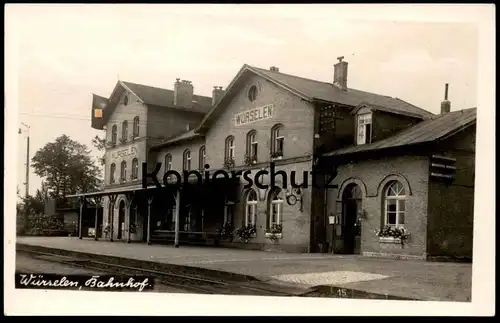 ALTE POSTKARTE WÜRSELEN BAHNHOF MIT BEFLAGGUNG 1940 gare station Flagge Ansichtskarte postcard cpa AK