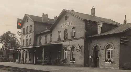 ALTE POSTKARTE WÜRSELEN BAHNHOF MIT BEFLAGGUNG 1940 gare station Flagge Ansichtskarte postcard cpa AK