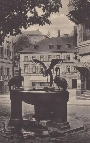 ALTE POSTKARTE BADEN-BADEN REIHERBRUNNEN IN DER SOPHIENSTRASSE Sonderstempel Pferderennen 24.08.1928 horse race fountain