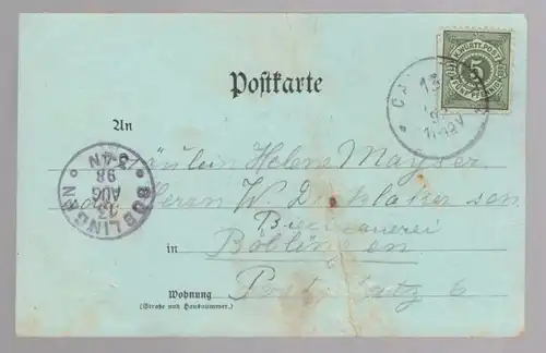 ALTE LITHO POSTKARTE STUTTGART MARKTPLATZ MIT RATHHAUS 1898 Rathaus market marché Ansichtskarte cpa AK postcard