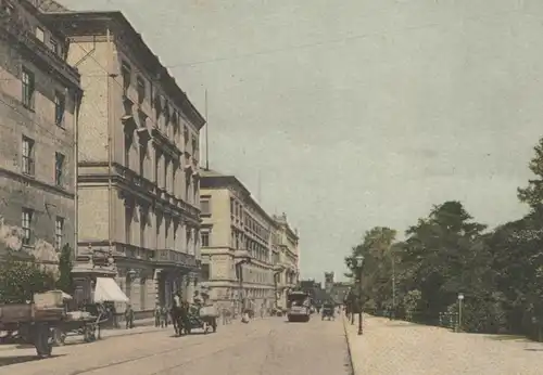 ALTE POSTKARTE LEIPZIG GÖTHESTRASSE GOETHESTRASSE Goethe-Strasse Strassenbahn 1900 tram tramway postcard Ansichtskarte