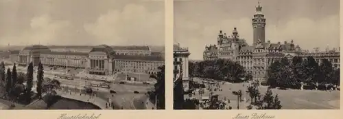 ALTE POSTKARTE LEIPZIG 1934 HAUPTBAHNHOF NEUES RATHAUS AUGUSTUSPLATZ VÖLKERSCHLACHTSDENKMAL VÖLKERSCHLACHTDENKMAL AK