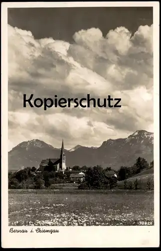 ALTE POSTKARTE BERNAU IM CHIEMGAU PANORAMA GESAMTANSICHT KIRCHE Chiemsee Wiese postcard Ansichtskarte cpa AK