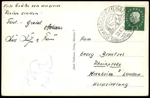 ALTE POSTKARTE BERNAU IM CHIEMGAU PANORAMA GESAMTANSICHT KIRCHE Chiemsee Wiese postcard Ansichtskarte cpa AK