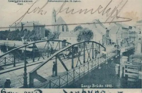 ALTE POSTKARTE GRUSS AUS BRANDENBURG AN DER HAVEL KRIEGERDENKMAL REALGYMNASIUM DOM HUMBOLDTGARTEN 1899 cpa postcard