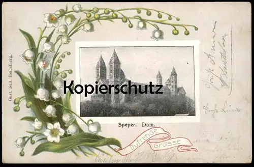 ALTE JUGENDSTIL PRÄGE POSTKARTE SPEYER DOM DUFTENDE GRÜSSE cpa postcard AK Ansichtskarte