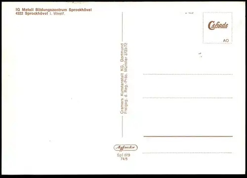 ÄLTERE POSTKARTE IG METALL BILDUNGSZENTRUM SPROCKHÖVEL Gewerkschaft Labour trade union syndicat cpa