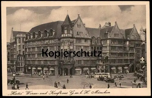 ALTE POSTKARTE HERTIE WAREN- UND KAUFHAUS MÜNCHEN Apotheke Auto Autos car cars Sonderstempel Exportschau AK cpa postcard