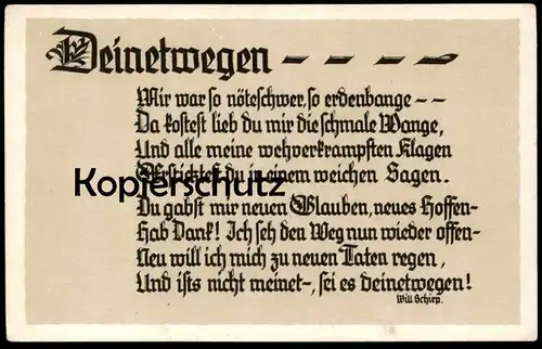 ALTE SPRUCH POSTKARTE DEINETWEGEN SCHRIFTSTELLER WILL SCHIRP Berndorf Gerolstein Ansichtskarte AK cpa postcard