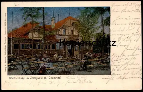 ALTE POSTKARTE WALDSCHÄNKE IM ZEISIGWALD BEI CHEMNITZ LUNAKARTE SILBERKARTE versilbert AK Ansichtskarte cpa postcard