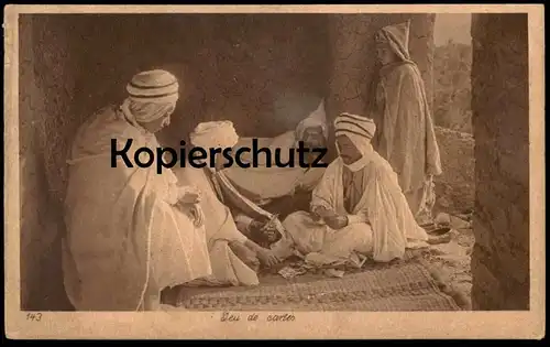 ALTE POSTKARTE JEU DE CARTES Tunisie Algerie Types Afrique du Nord Afrika Africa card playing Kartenspiel cpa postcard