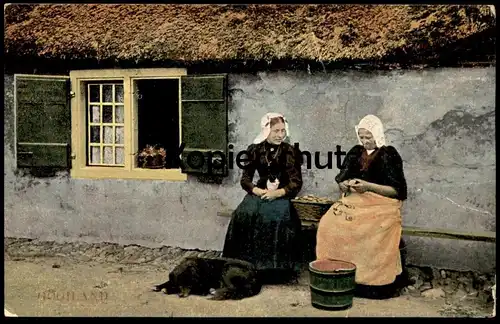 ALTE POSTKARTE GOOILAND FRAUEN TRACHT HUND HET GOOI Trachten traditional costume folklorique dog chien women AK postcard