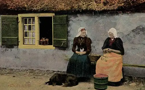 ALTE POSTKARTE GOOILAND FRAUEN TRACHT HUND HET GOOI Trachten traditional costume folklorique dog chien women AK postcard