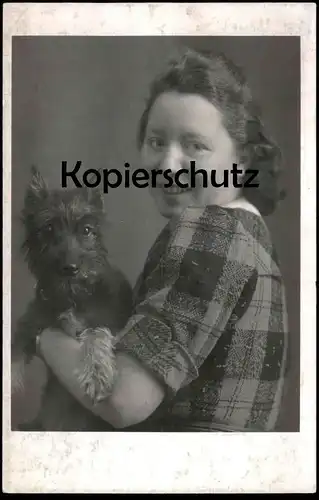 ALTE FOTO POSTKARTE MÄDCHEN MIT HUND chien dog Schnauzer girl photo postcard AK Ansichtskarte cpa