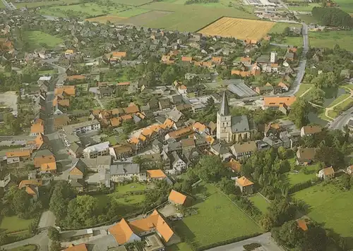 ÄLTERE POSTKARTE LAER BEI HORSTMAR KREIS STEINFURT LUFTBILD FOTO SCHREIBWAREN KUSE Panorama Fliegeraufnahme Total AK cpa