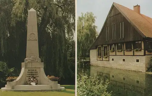 ÄLTERE POSTKARTE LAER BEI HORSTMAR KREIS STEINFURT WINDMÜHLE EHRENMAL DENKMAL REHE Mühle windmill molen postcard cpa AK