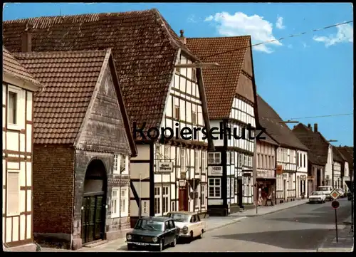 ÄLTERE POSTKARTE GESEKE IN WESTFALEN ALTER HELLWEG MIT HEIMATMUSEUM KREIS SOEST DAIMLER BENZ postcard cpa Ansichtskarte