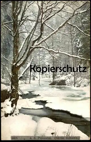 ALTE POSTKARTE PARTIE AUS DEM POLENZTAL SÄCHSISCHE SCHWEIZ Photochromie Hohnstein snow Schnee Winter cpa postcard AK