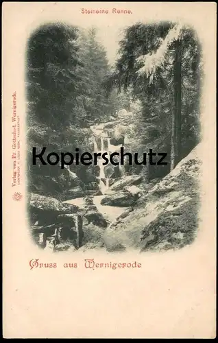 ALTE POSTKARTE GRUSS AUS WERNIGERODE STEINERNE RENNE WASSERFALL cpa postcard AK Ansichtskarte
