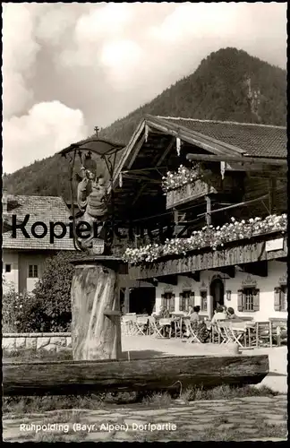 ÄLTERE POSTKARTE RUHPOLDING BAYRISCHE ALPEN DORFPARTIE Brunnen fontaine fountain cpa postcard AK Ansichtskarte