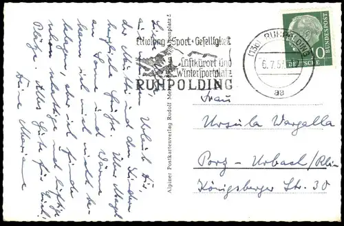 ÄLTERE POSTKARTE RUHPOLDING BAYRISCHE ALPEN DORFPARTIE Brunnen fontaine fountain cpa postcard AK Ansichtskarte