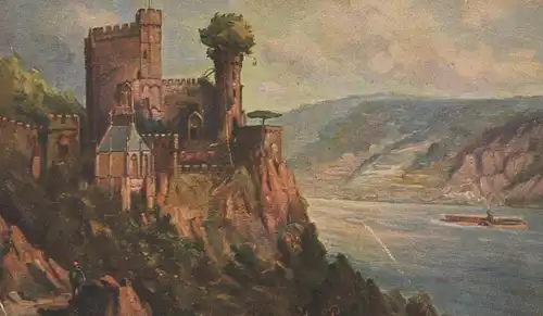 ALTE KÜNSTLER POSTKARTE SCHLOSS RHEINSTEIN Burg chateau castle Trechtingshausen cpa postcard AK Ansichtskarte