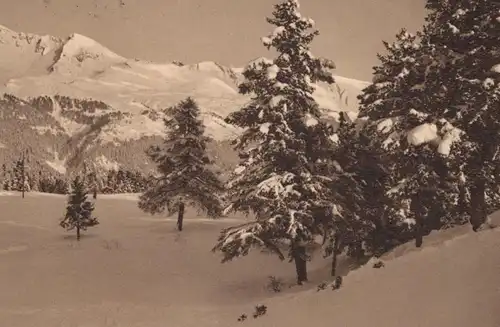 ALTE POSTKARTE FRÖHLICHE WEIHNACHTEN 1938 ALPEN Wintermotiv Berge Tannen cpa postcard AK Ansichtskarte