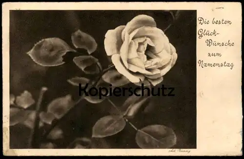 ALTE POSTKARTE DIE BESTEN GLÜCKWÜNSCHE ZUM NAMENSTAG ROSE Photo Büsing Foto cpa postcard AK Ansichtskarte