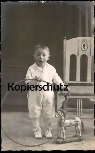 ALTE POSTKARTE JUNGE MIT SPIELZEUG ATELIER GIEGERICH NIEDER-INGELHEIM Kind child boy children enfants Pferd photo cpa AK