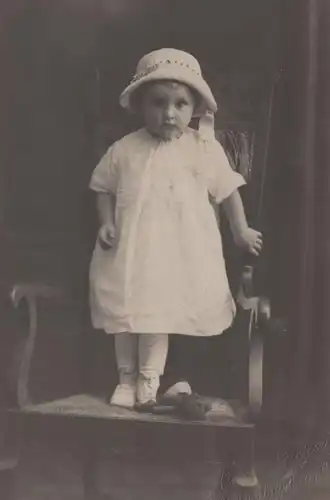 ALTE FOTO POSTKARTE KIND MIT BÄR ATELIER GIEGERICH NIEDER-INGELHEIM child enfant girl Teddybär ours bear Teddy photo cpa