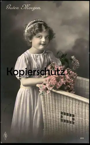 ALTE POSTKARTE GUTEN MORGEN MÄDCHEN BLUMEN Kind child enfant children Kinder enfants girl AK Ansichtskarte postcard cpa