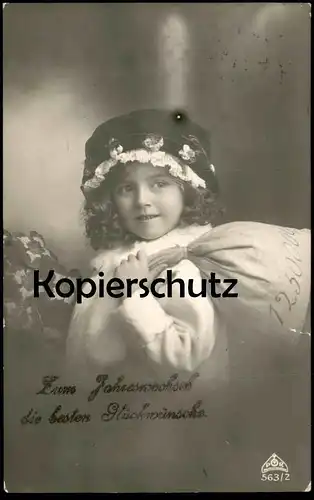 ALTE POSTKARTE ZUM JAHRESWECHSEL DIE BESTEN GLÜCKWÜNSCHE MÄDCHEN Geld money monnaie Kind child enfant Ansichtskarte AK