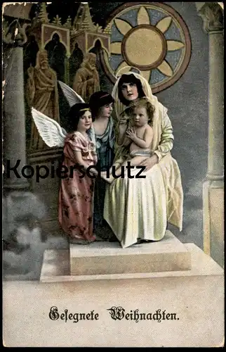 ALTE POSTKARTE GESEGNETE WEIHNACHTEN ENGEL MIT KIND angel ange girl child enfant Kinder enfants children cpa AK postcard