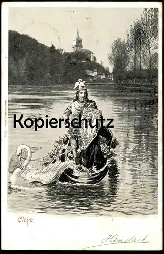 ALTE POSTKARTE CLEVE LOHENGRIN KERMISDAHL SCHWANENBURG Kleve Schwan Sage Boot Sohn Parzival Ansichtskarte cpa postcard
