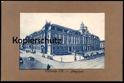 ALTE PASSEPARTOUT POSTKARTE KARLSRUHE IN BADEN HAUPTPOST 1910 Post cpa AK postcard Ansichtskarte