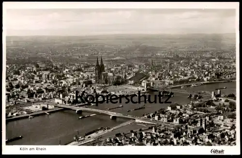 ALTE POSTKARTE KÖLN AM RHEIN LUFTBILD PANORAMA Fliegeraufnahme Luftaufnahme Bahnhof station gare Ansichtskarte postcard