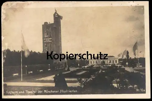 ALTE POSTKARTE HAGTURM UND THEATER DER MÜNCHENER ILLUSTRIERTEN PRESSA 1928 KÖLN Ansichtskarte cpa AK postcard