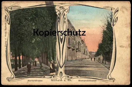 ALTE POSTKARTE KÖLN MÜLHEIM AM RHEIN HERLERSTRASSE BISMARCKSTRASSE Herler Strasse cpa Ansichtskarte AK postcard